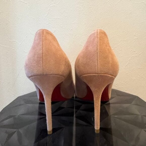 pink beige suede high heels - Picture 2 of 5